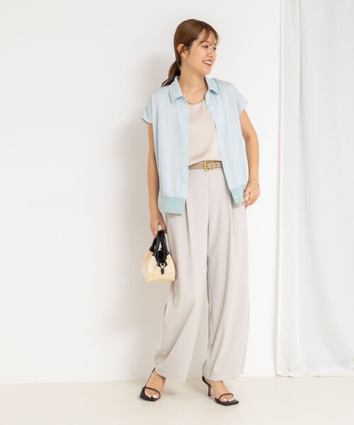 ブラウス シャツ 裾リブサテンシフォンフレンチシャツ レディース NOLLEY'S ブラウス シャツ 裾リブサテンシフォンフレンチシャツ