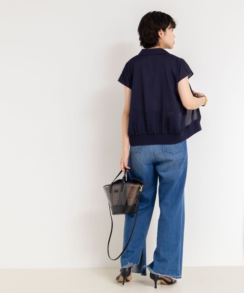 ブラウス シャツ 裾リブサテンシフォンフレンチシャツ レディース NOLLEY'S ブラウス シャツ 裾リブサテンシフォンフレンチシャツ