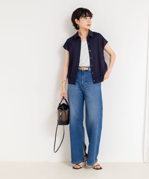 ブラウス シャツ 裾リブサテンシフォンフレンチシャツ レディース NOLLEY'S ブラウス シャツ 裾リブサテンシフォンフレンチシャツ