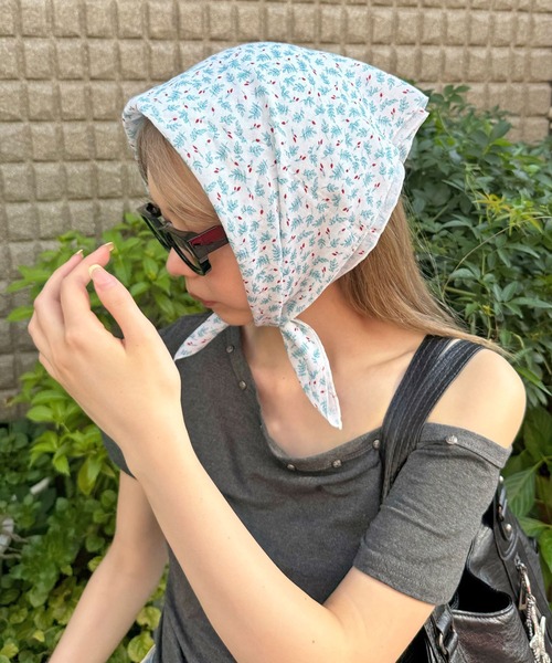 【ヴィンテージ】古着 オープンカラー 花柄 総柄 スカーフ マルチカラー レトロ 古着 ～50年代 UNKNOWN 花柄 大判 スカーフ 日本製 ヴィンテージ
