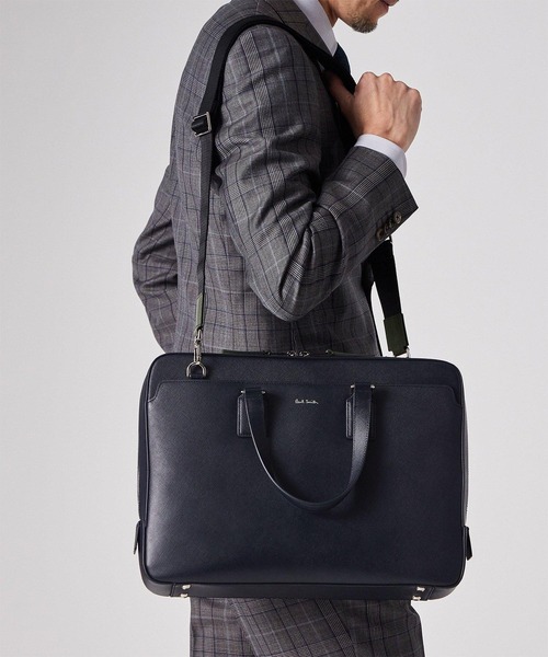 【極美品】ポールスミス　ビジネスバッグ　2way シグネチャーストライプ　黒 Paul Smith（ポール・スミス） ビジネスバッグ シグネチャーストライプ