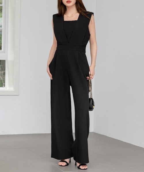 DAY CLOSET サロペット オーバーオール レディース きれいめVネック