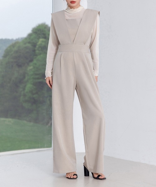DAY CLOSET サロペット オーバーオール レディース きれいめVネック