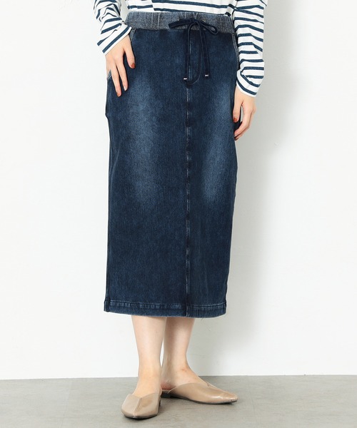 「EDWIN」 デニムスカート MEDIUM ライトブルー レディース