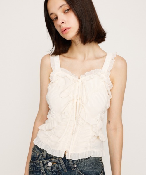 キャミソール SHEER SQUEEZE CAMI TOPS シアー スクウィーズ キャミ トップス 夏服 秋服