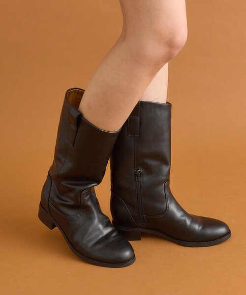 期間限定お値下げ‼️ mystic今季発売レザー ロングブーツ 低ヒールサイズ36 mystic（ミスティック） ブーツ ミドルブーツ レディース : ZOZOTOWN