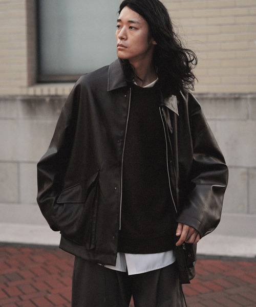 LIDNM レザージャケット LEATHER SHORT BLOUSON M LIDNM（リドム）の「LEATHER SHORT BLOUSON（ブルゾン）」 - WEAR
