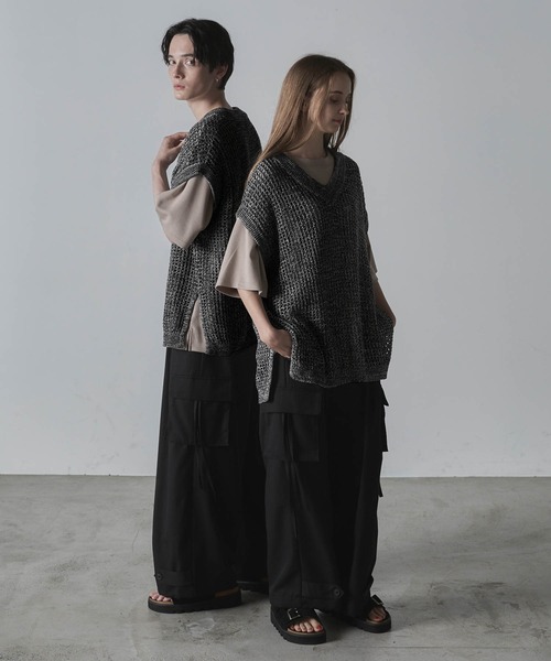 「CLEL」 Vネックニット S グレー メンズ