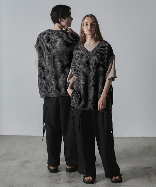 「CLEL」 Vネックニット S グレー メンズ