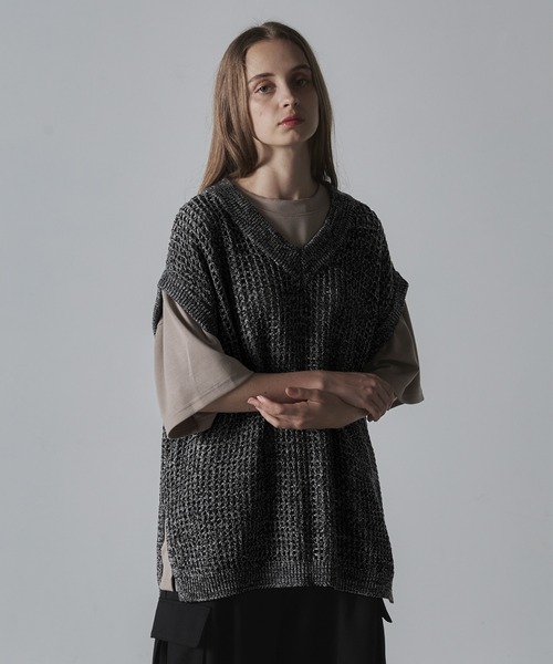 「CLEL」 Vネックニット S グレー メンズ