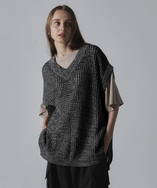 「CLEL」 Vネックニット S グレー メンズ