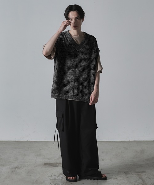 「CLEL」 Vネックニット S グレー メンズ