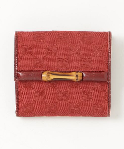 【良品】GUCCI グッチ GGキャンバス 二つ折り財布 バンブー Wホック GUCCI<BR>グッチ バンブー GGキャンバス/レザー 二つ折り財布