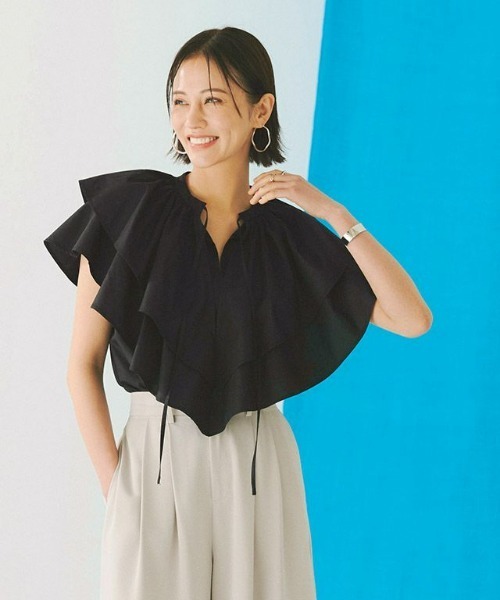 「RASW」 半袖ブラウス M ブラック レディース