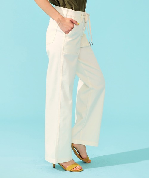 「EDWIN」 加工デニムパンツ LARGE カーキ レディース
