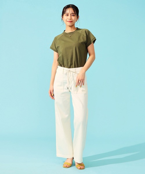 「EDWIN」 加工デニムパンツ LARGE カーキ レディース