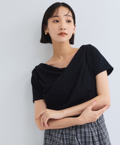 トップス Bamiki VICKY tシャツ アシンメトリードレープカットソー「手洗い可能