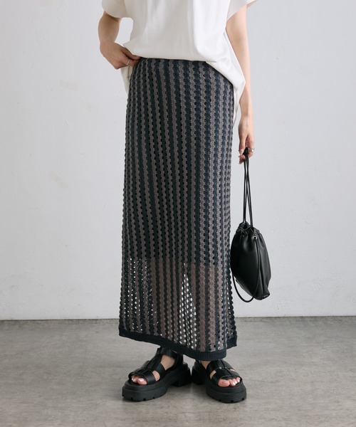 「PUAL CE CIN」 ニットスカート FREE アイボリー レディース_画像8