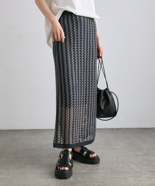 「PUAL CE CIN」 ニットスカート FREE アイボリー レディース_画像9