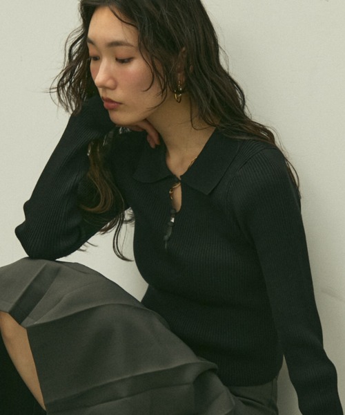 トップス KNIT POLO SHIRT Lace knit polo shirt TP251－XN203