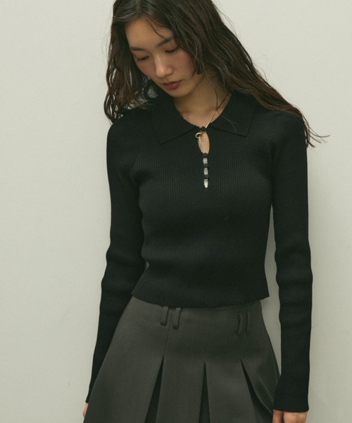 トップス KNIT POLO SHIRT Lace knit polo shirt TP251－XN203