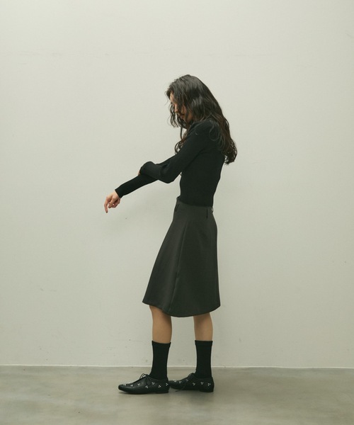 ニット セーター Long sleeve polo collar rib tops / ロングスリーブ