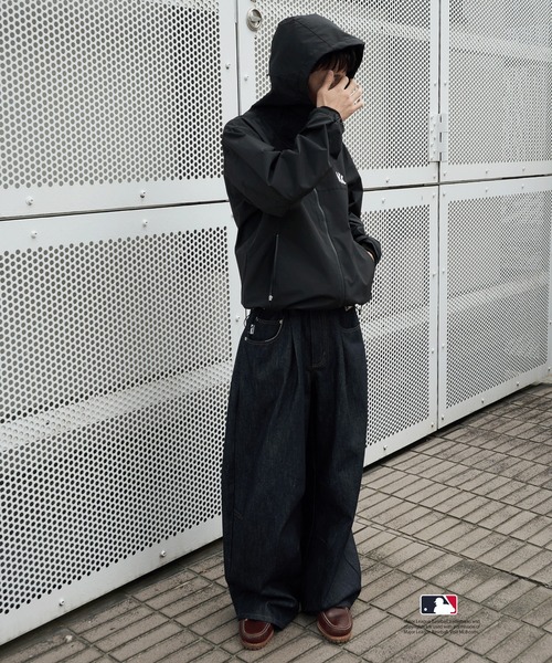 Perushu ブルゾン アウター × MLB コラボダブルジップシェルフード