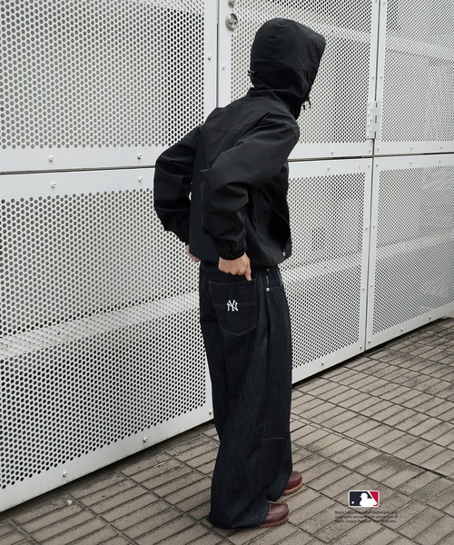 Perushu ブルゾン アウター × MLB コラボダブルジップシェルフード