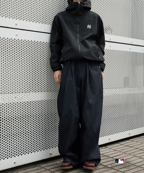 Perushu ブルゾン アウター × MLB コラボダブルジップシェルフード