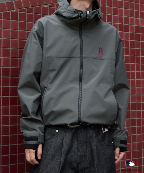 Perushu ブルゾン アウター × MLB コラボダブルジップシェルフード
