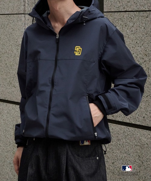 Perushu ブルゾン アウター × MLB コラボダブルジップシェルフード