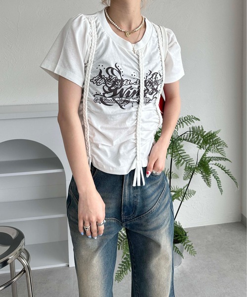 「sedacle girl」 半袖カットソー FREE オフホワイト レディース_画像2