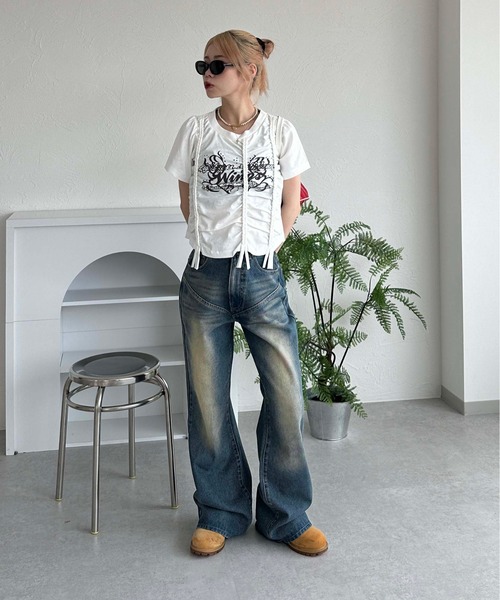 「sedacle girl」 半袖カットソー FREE オフホワイト レディース_画像6