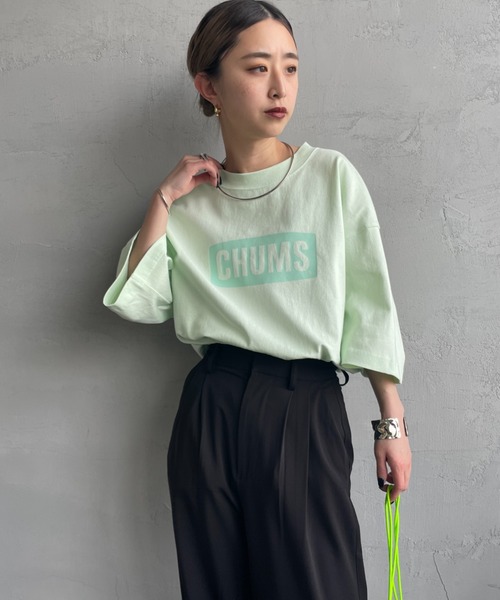 「CHUMS」 半袖Tシャツ X-LARGE ライトグリーン レディース_画像3