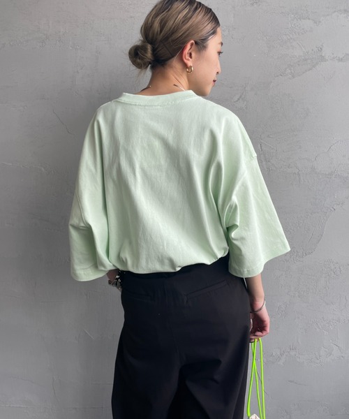 「CHUMS」 半袖Tシャツ X-LARGE ライトグリーン レディース_画像4