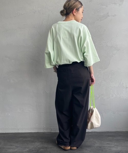 「CHUMS」 半袖Tシャツ X-LARGE ライトグリーン レディース_画像6