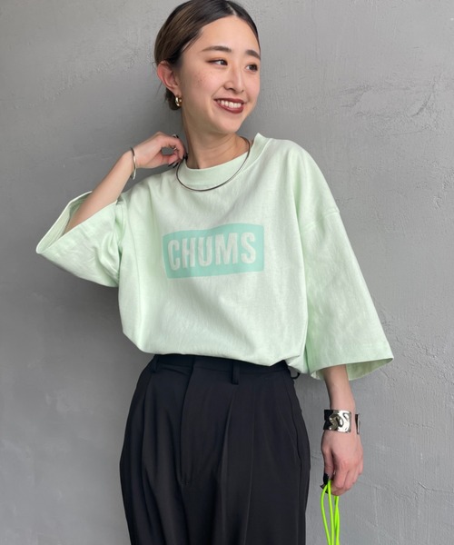 「CHUMS」 半袖Tシャツ X-LARGE ライトグリーン レディース_画像7