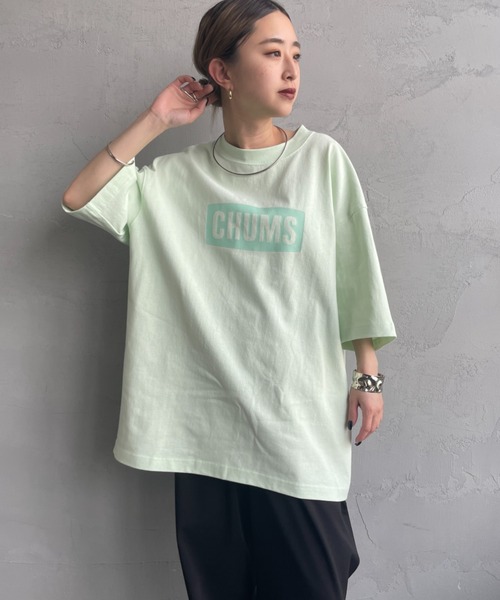 「CHUMS」 半袖Tシャツ X-LARGE ライトグリーン レディース_画像8