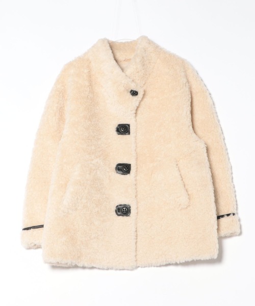 コート アウター wool boa stand collar middle coat /ウールボア