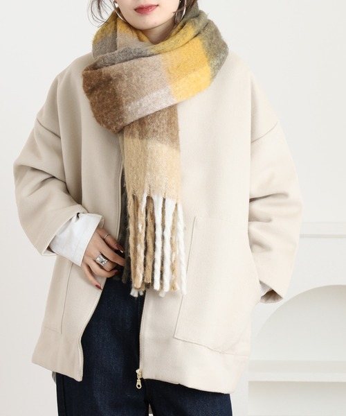 ノーカラーコート コート Vネックジップアップ コクーンシルエット