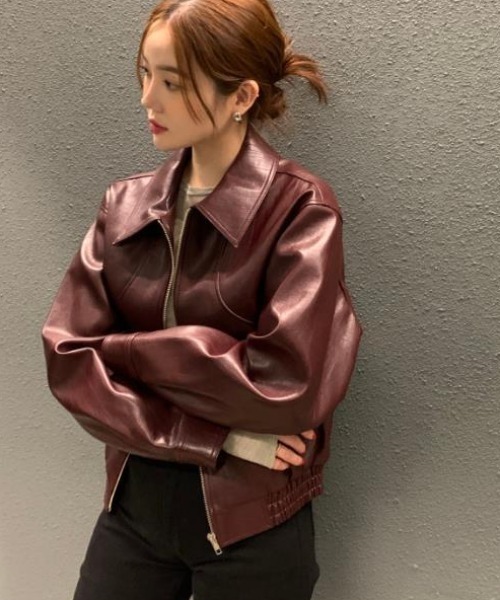 ESPRITレディース．ライダースレザージャケット　ヴィンテージ赤タグＬ レザージャケット ライダース ライダースジャケット レディース