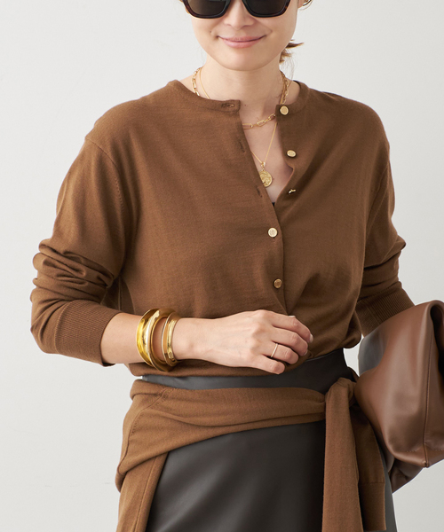 ドゥーズィエムクラス FF クルーネック　カーディガン ウール100% 38 Deuxieme Classe（ドゥーズィエムクラス） カーディガン *FF Future