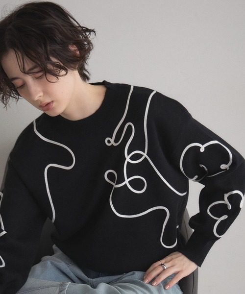 &. NOSTALGIA（ノスタルジア） ニット セーター ラインアートニット