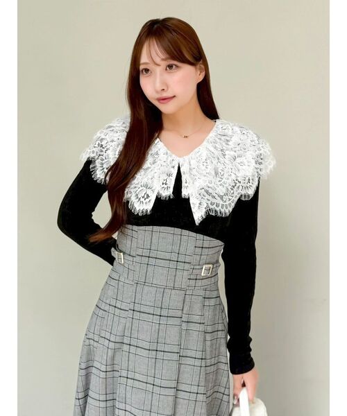 Catchall レースワンピース、タグ付き バイカラーレースワンピース【洗濯機洗い可】（マキシ・ロング