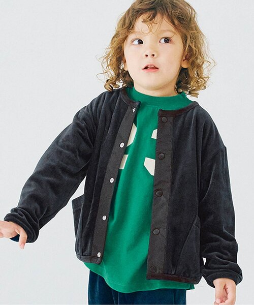 カーディガン  「ジュニア対応」ベロアタッチのメルティ起毛フリーススナップカーディガン キッズ 子供服 男の子 女の子 | p.premier | 01