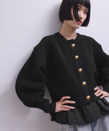 ADAM ET ROPE' FEMME ペプラムカーディガン アダムエロペ トッ ADAM ET ROPE'（アダムエロペ） カーディガン 「洗える」エッグ