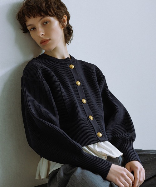 りんご　ADAM ET ROPE'ペプラムカーディガン ADAM ET ROPE'（アダムエロペ） カーディガン 「WEB限定」ペプラム