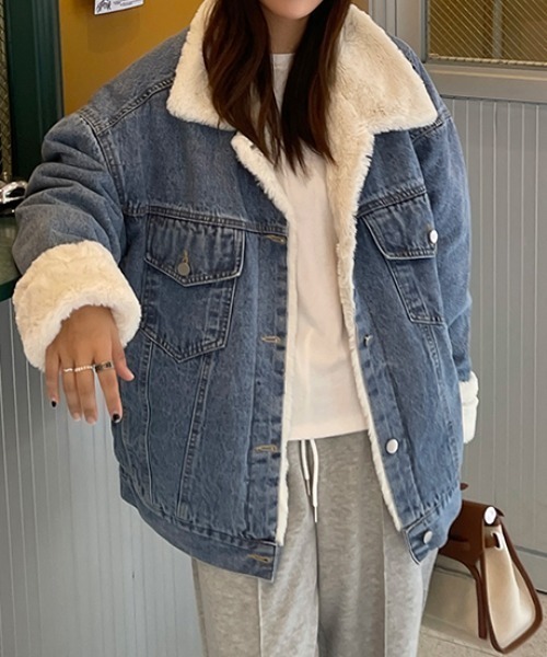 デニムジャケット gジャン ボアドッキングデニムジャケット レディース