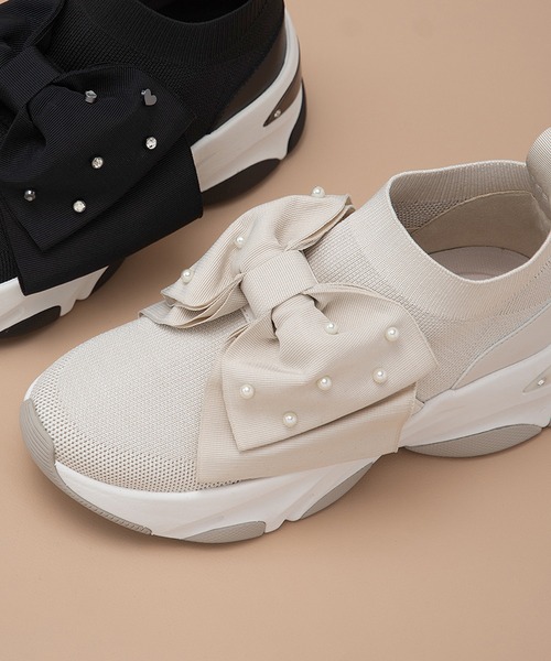 お値下げ中⭐︎ダイアナ　撥水加工リボンデザイン軽量ニットソックススニーカー diana（プラスダイアナ） スニーカー 「軽量・撥水加工」 ビッグリボン