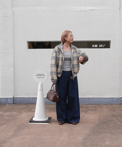 TEEN BOOP ブルゾン アウター シャギーチェックブルゾン レディース